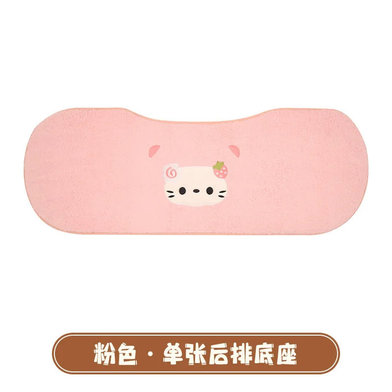 Hello Kitty Winter Plush Car Cushion Cover Cute Pink Warm Cartoon Women's Universal Warmth Seat Covers Auto Seat Accessories
