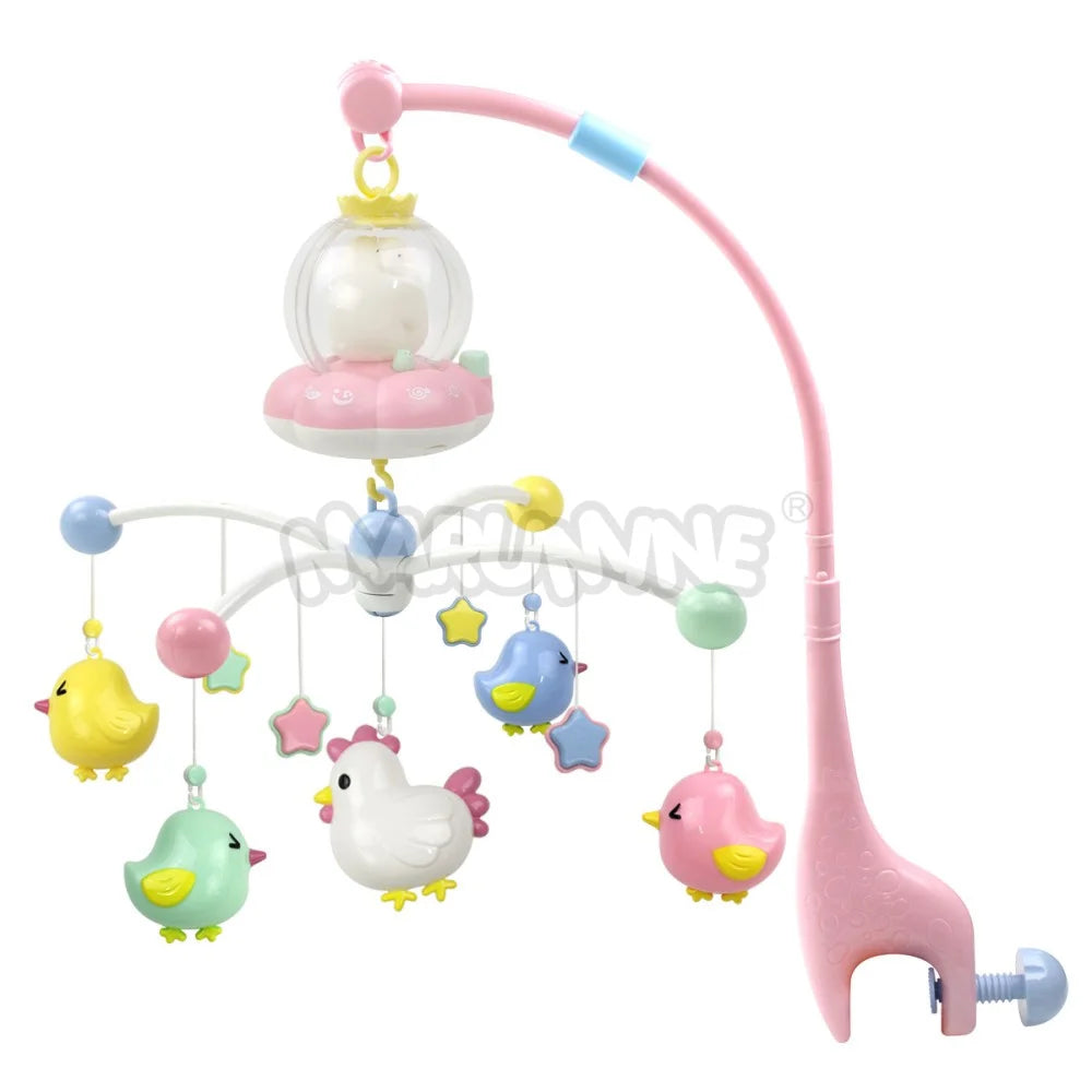 Baby Musical Crib Mobile with Star Projection Night Light White Noise Timing Rotating Bed Rattle Sleep Soother Toys for Newborn