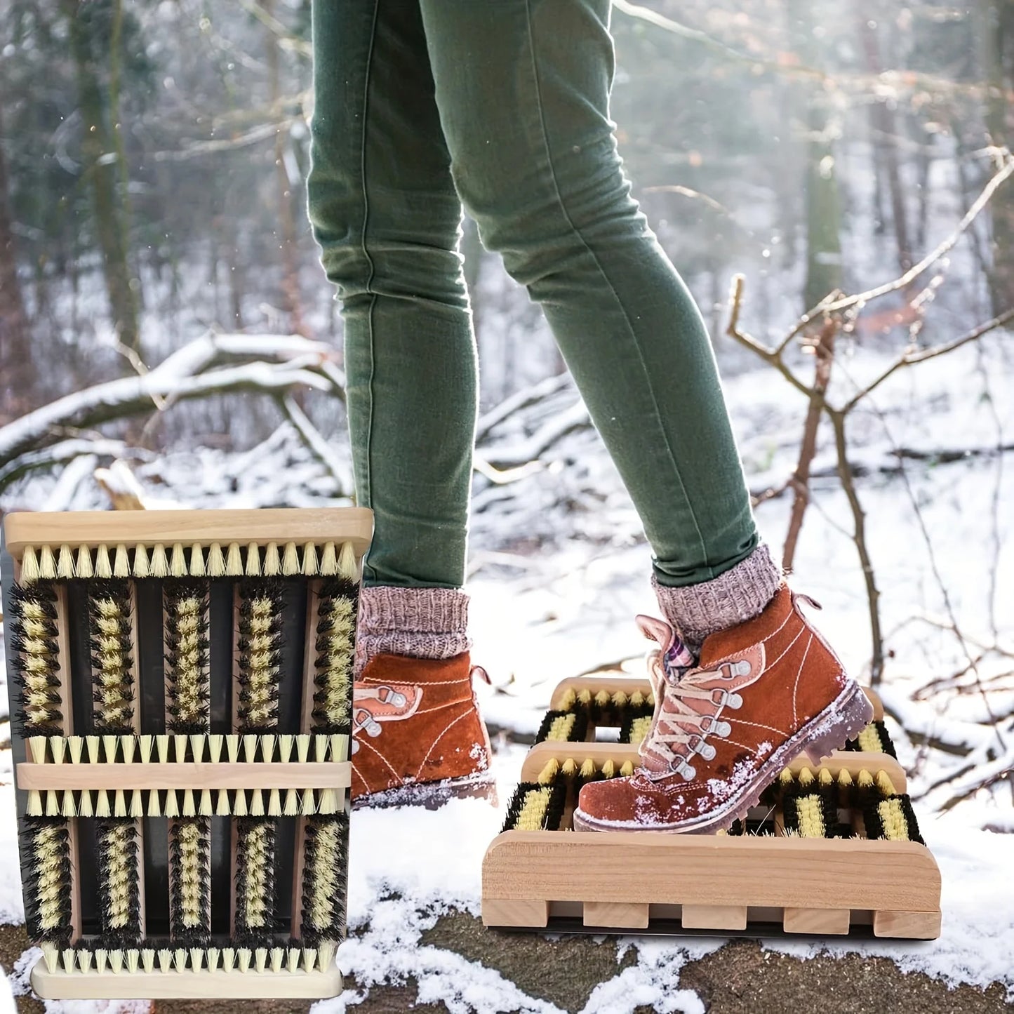 Boot Scraper Brush – Flat Door Scrubber Mat All Weather Shoes & Boots Cleaner, Removes Snow, Mud Boot Scraper Door Mat Outdoor