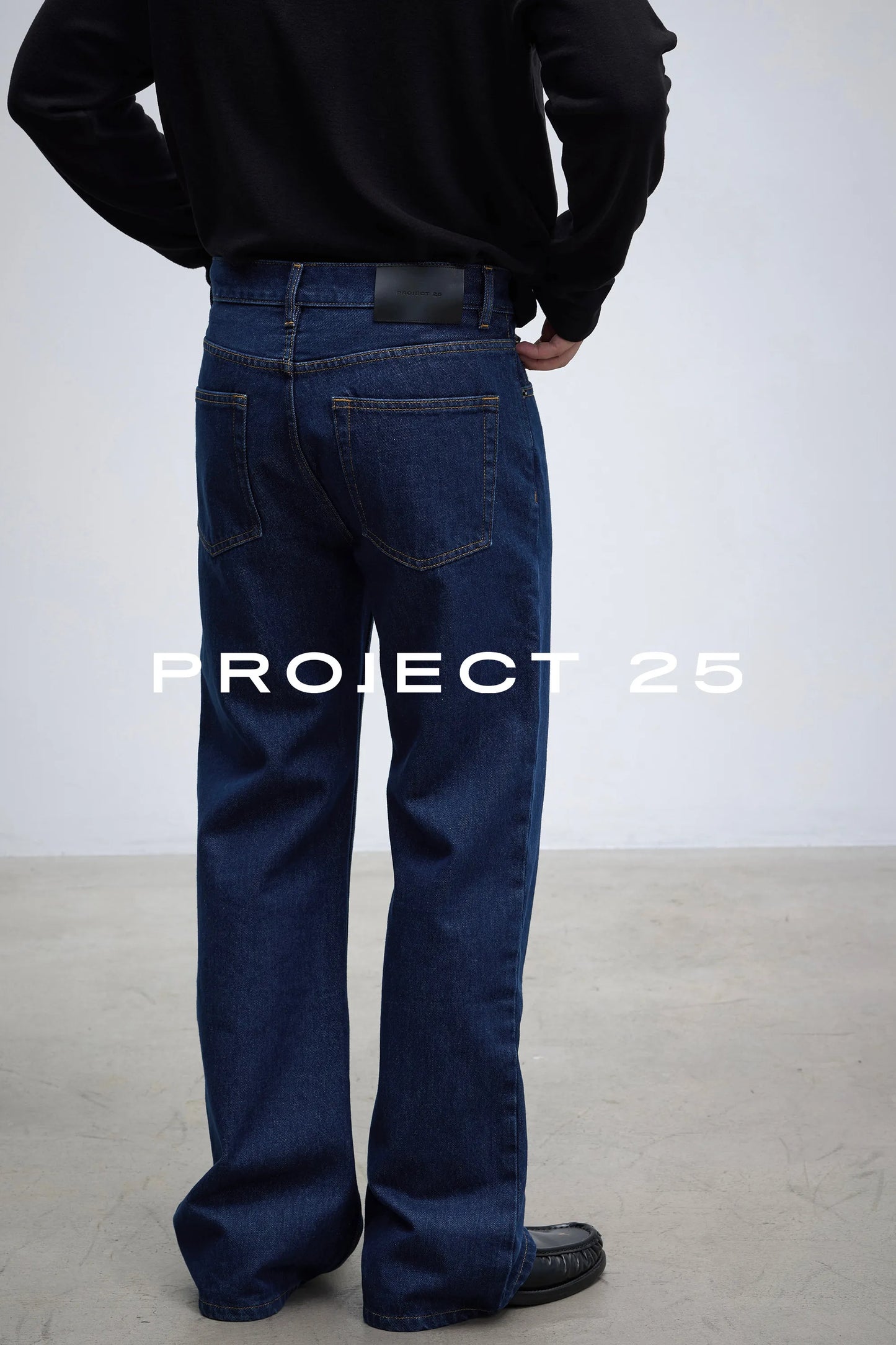 PROJECT 25 Men's Vintage Raw Denim Wide Leg Jeans - Relaxed Straight Fit with Micro Flare, Minimalist Casual Trousers