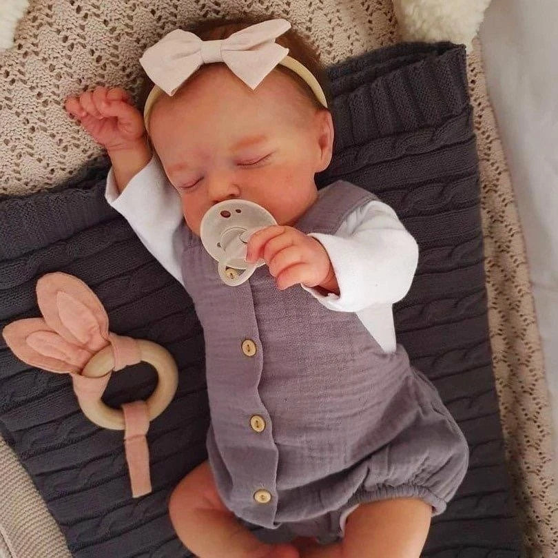 46CM Already Finished Reborn Rosalie Sleeping Doll Newborn Hand-rooted Hair 3D Painted Skin Tone Visible Veins Christmas Gift
