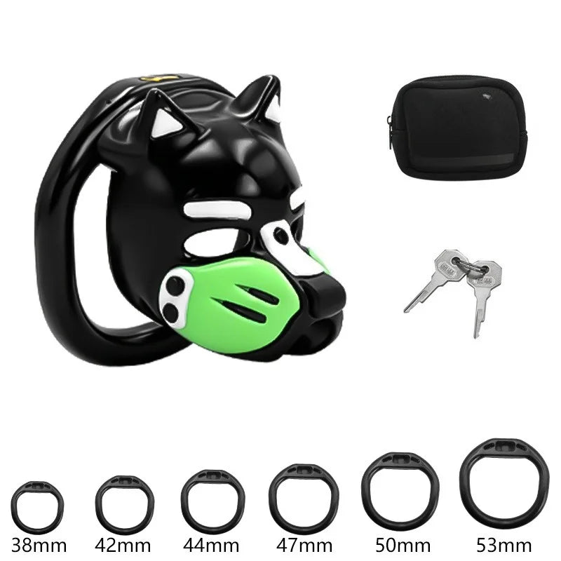 6 Colors Dog Head Chastity Cage Cosplay Devices with 6 Size Cock Rings SM Penis Training Gay Anti-Cheating Adult Toys for Men18+