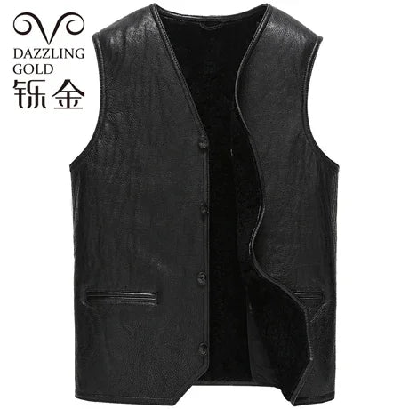 Genuine Leather Jacket Men Winter Real Fur Vest Real Lamb Fur Coat Men Thick Warm Jacket Lamb Wool Vest куртка мужская зимняя FC