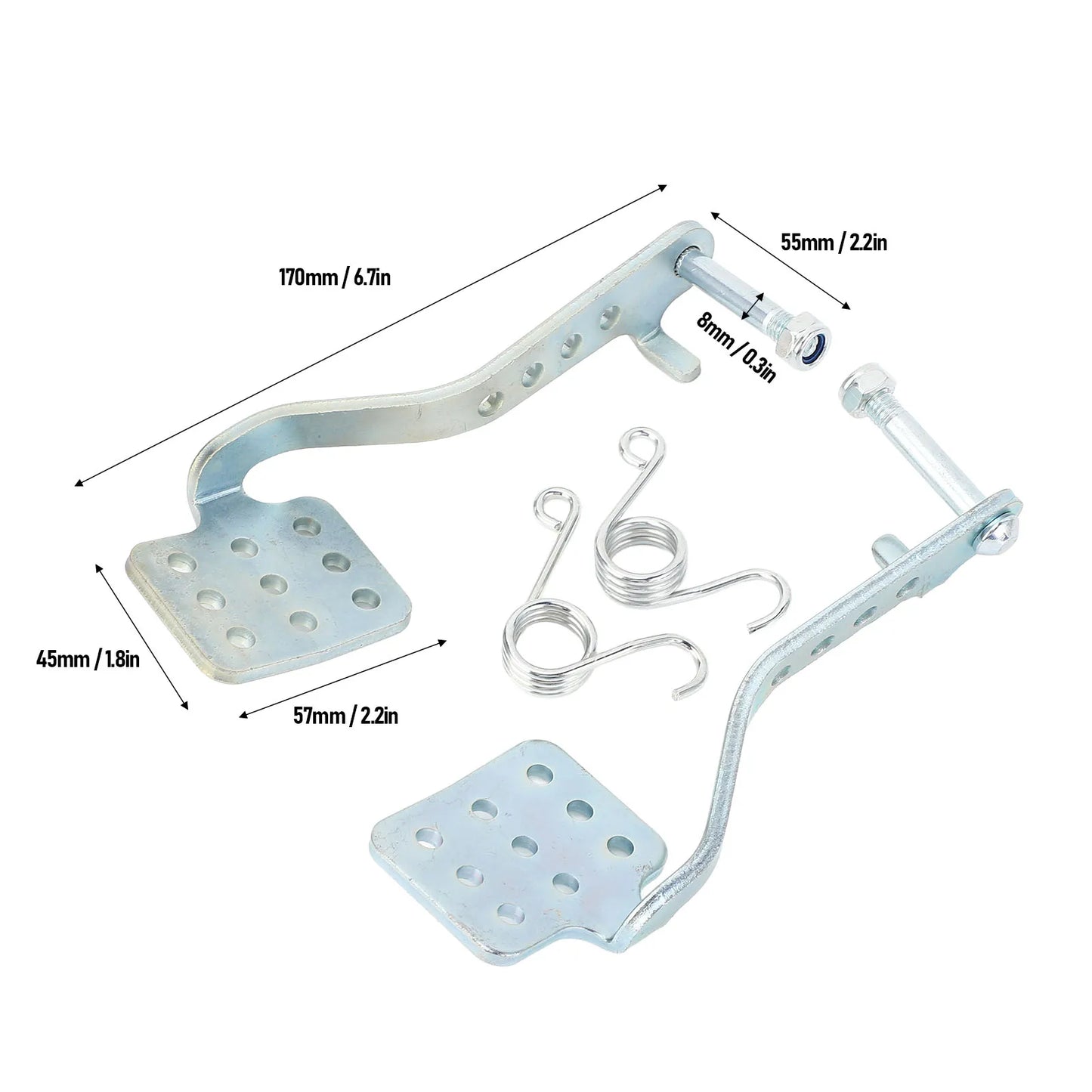 Go Kart Pedals Kit Anti Slip Go Kart Brake Throttle Pedal with Return Springs for 212cc 196cc 6.5hp 5.5hp Road Rocket