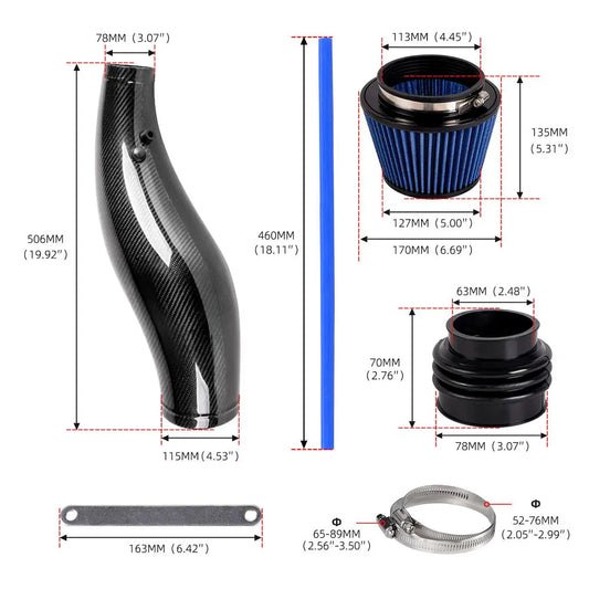 For Honda Civic EK EG Car Carbon Fiber Racing Car Air Intake Pipe