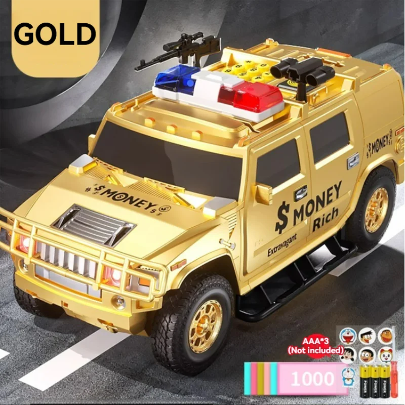 Cartoon Piggy Bank Toys Smart Music Password Fingerprint Banknote Car Coin Bank Toy Pretend Play Saving Money Box Kids Boys Gift