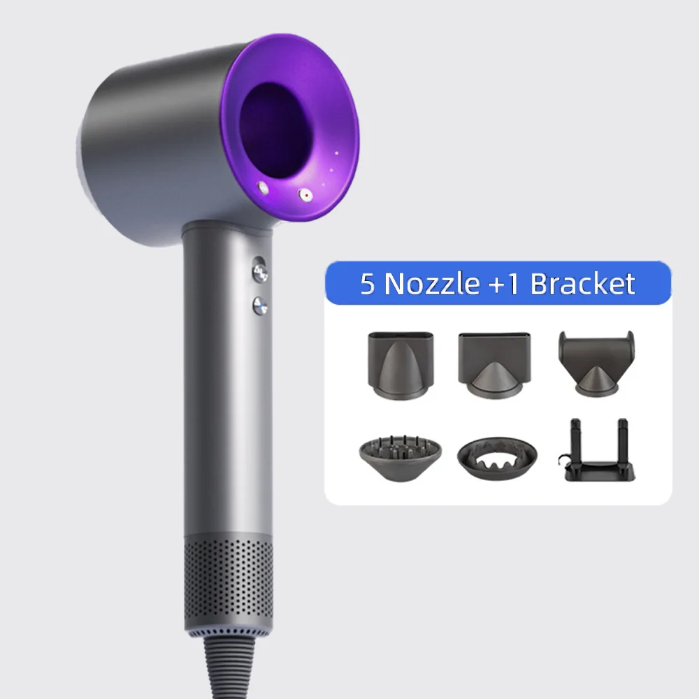 Professional High Speed Bladeless Hair Dryer Powerful Fast Drying Negative Ion Blow Dryer Quiet Portable Hairdryer for Travel Ho