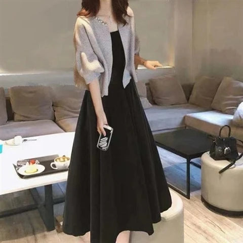 plus Size Fashionable Spring Autumn Dress Set Women's Meat Concealing Two Piece Suit Sister Stylish Minya Style Outfit