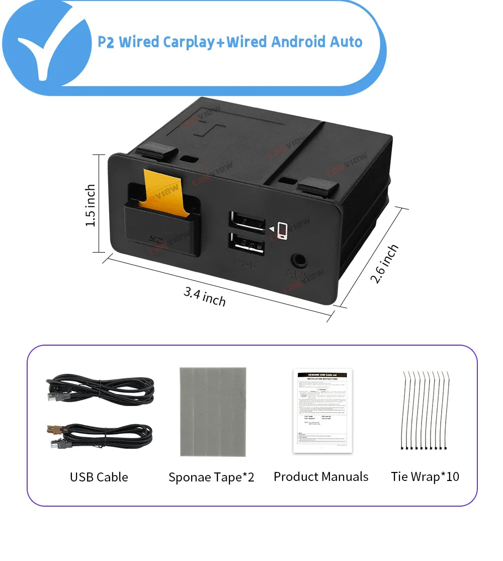 Mazda CarPlay and Android Auto USB Media Hub Retrofit Kit, Support Mazda 3/6/CX5/CX3/CX9/MX5-TK78 66 9U0C K1414 C922 V6 605A