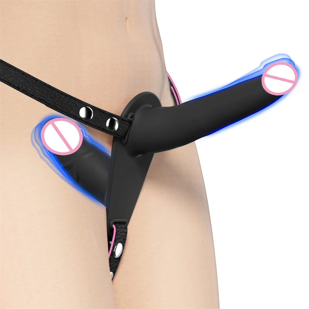 Strap-on Dildo Vibrator Vaginal Masturbatoion Clitoris Stimulator Wearable Double Head 10 Vibration Sex Toys for Couple Lesbian
