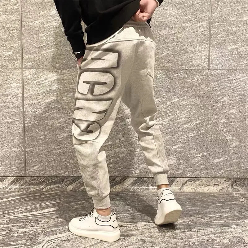 Trousers Jogger Track Grey Print Man Sweat Pants Athletic Sport Men's Sweatpants New Items In Fashion Harajuku Korean Style Y2k
