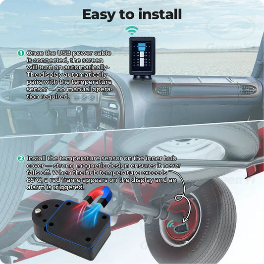 Truck Wheel Hub Temperature Wireless Thermometer Monitoring Truck Trailer Universal Wheel Hub Monitor Brake Real-time Monitoring