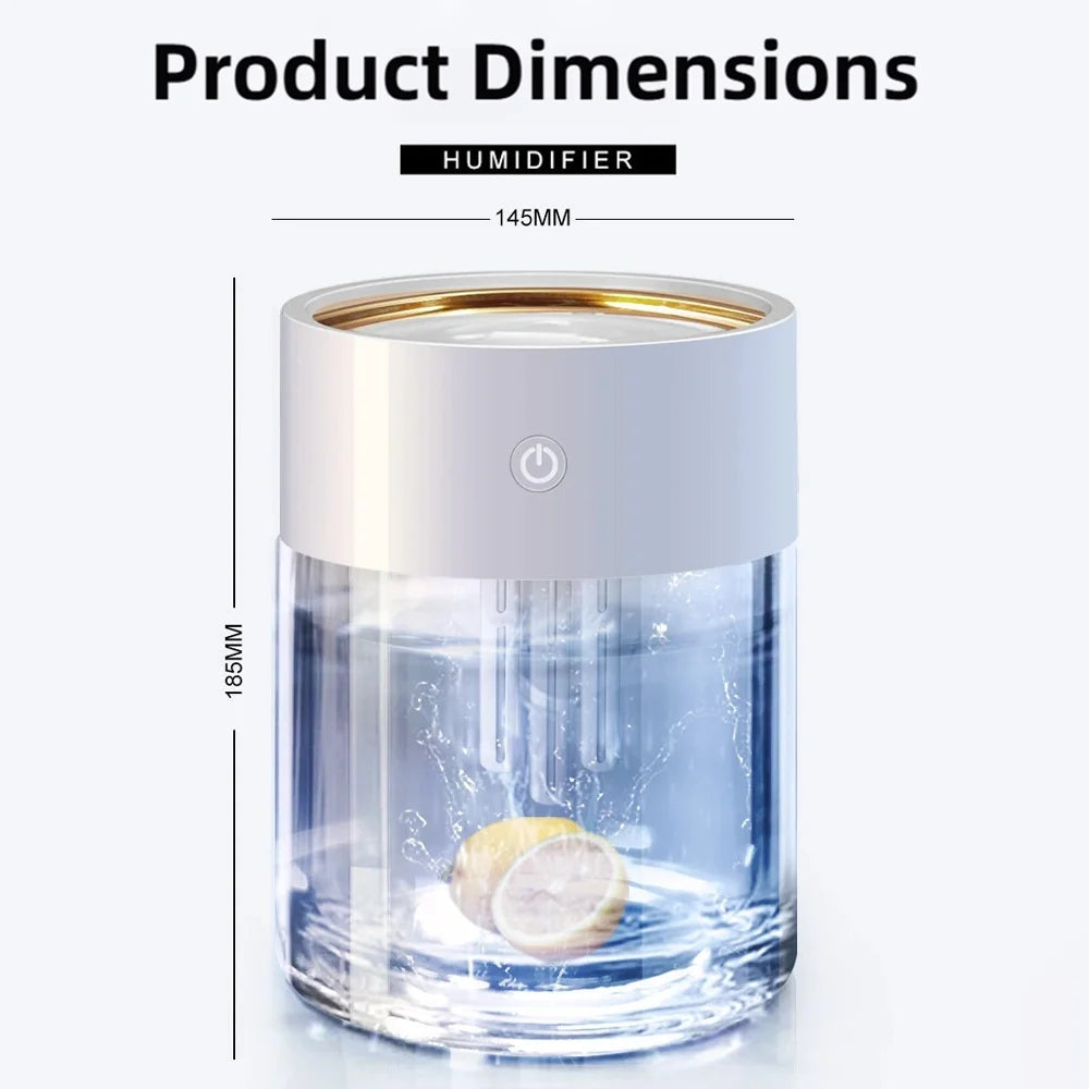 TINSOL 2000ml Triple-Nozzle Spray Humidifier USB Humidifier Air Purifier Mist Purifier Ideal for Home and Office Use