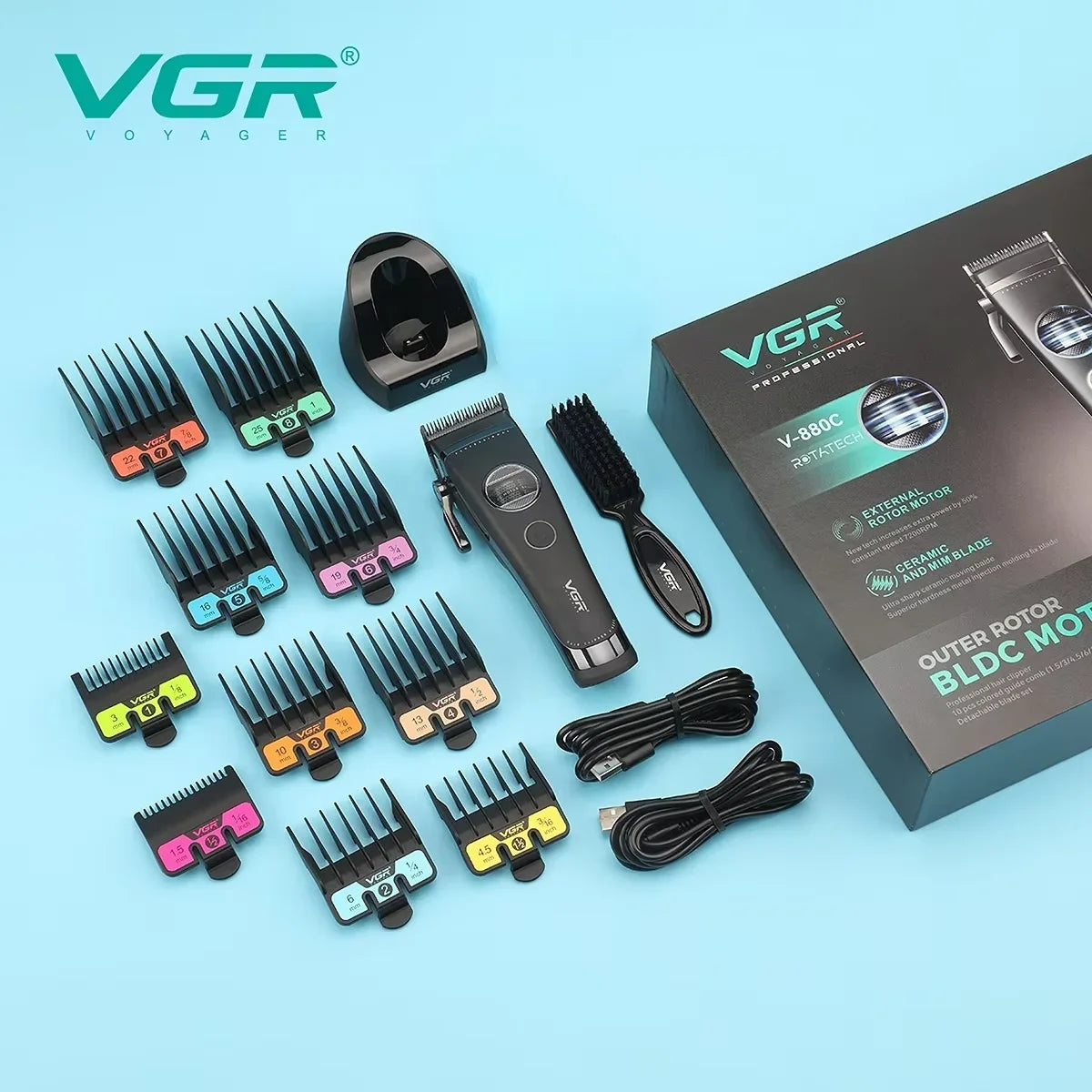 VGR Trimmer Professional Hair Clippers Rechargeable Trimmer Electric Hair Clippers Adjustable Hair Clipper Trimmer for Men V-880