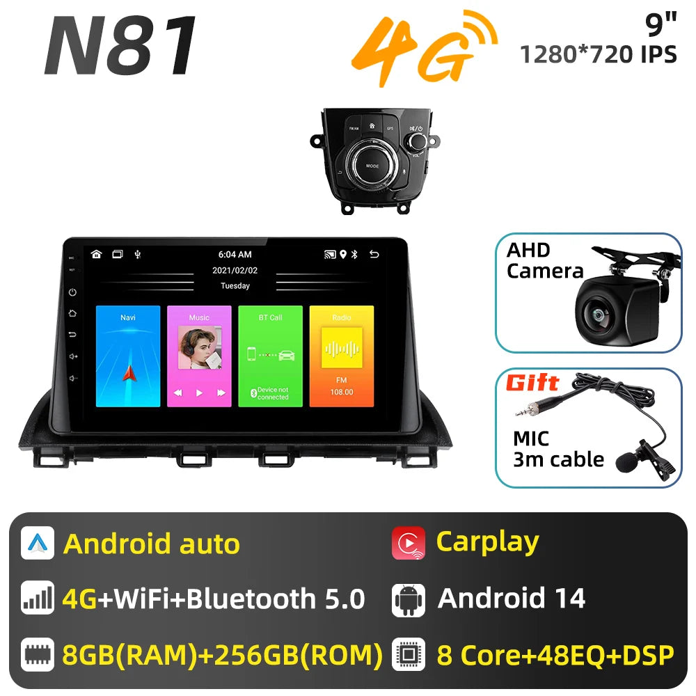 Car Radio For Mazda 3 Axela 2013 - 2018 Android Car Multimedia Player GPS Navigation Carplay Auto Stereo 2 Din Head Unit 4G DSP