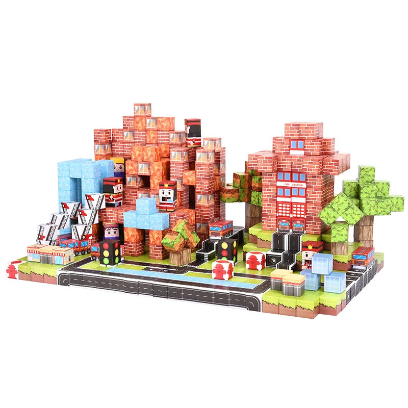 Magnetic Building Blocks Mine World Brick Cube Toys Set STEM Sensory Best Gift for Boy Girl Children Yi lin 100PCS