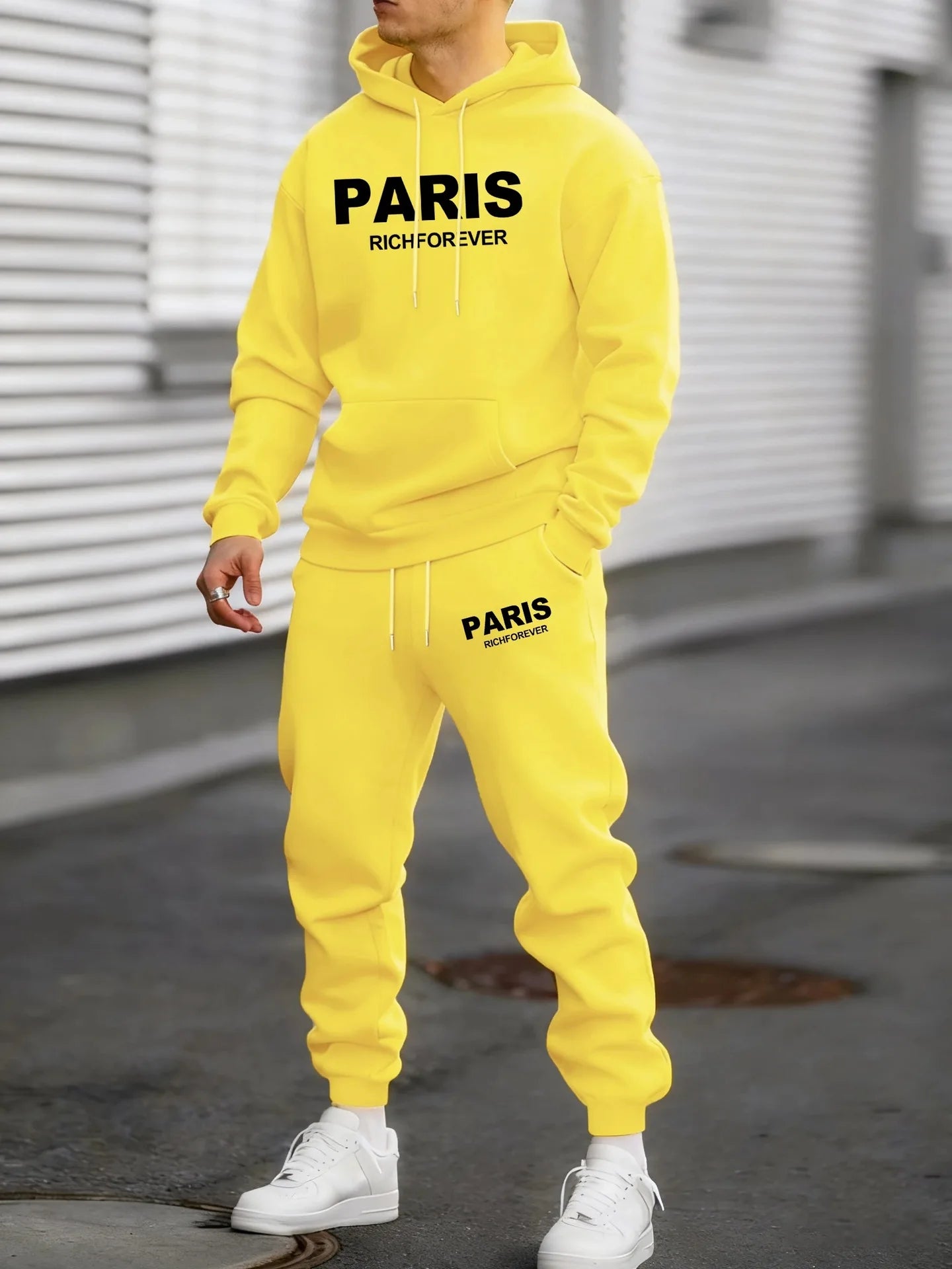New letter printed hoodie set with autumn and winter velvet European and American sweatpants jacket for men's street fashion cas