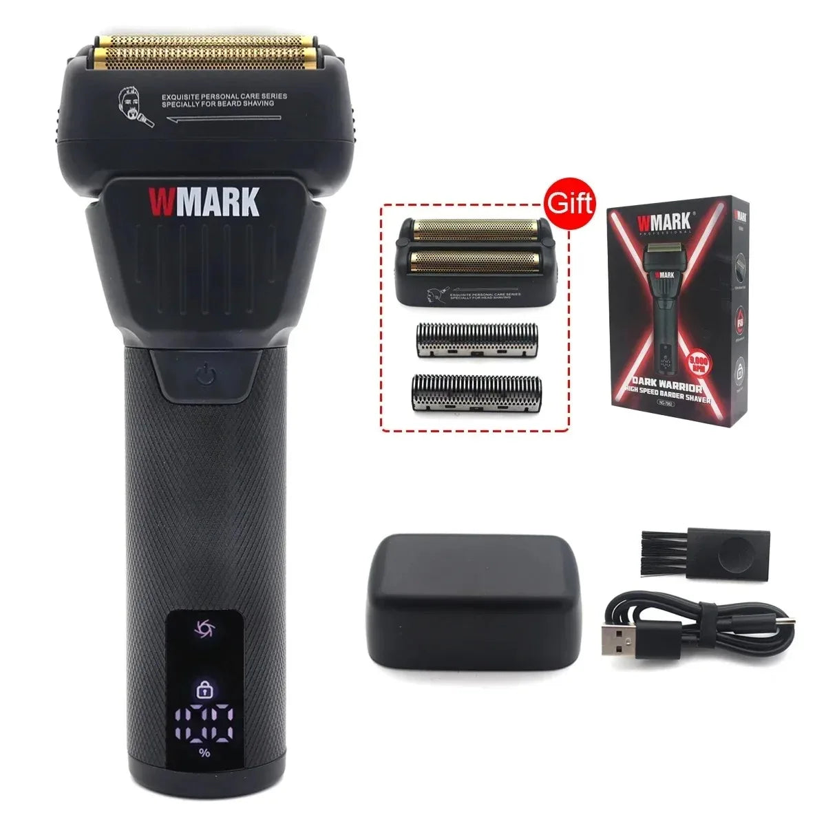 WMARK Shaver Professional Titanium Foil Rechargeable IPx6 Beard Trimmer 9000RPM Aluminum Housing Shaving Machine for Men NG-7982