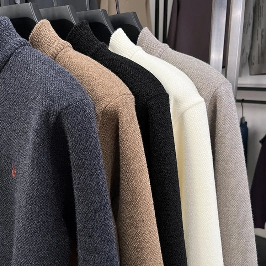 Winter Add Layers to Men's Knitted Sweater Half-Height Zipper High Quality Embroidery Daily Commute British Style Mens Clothing
