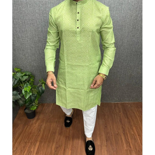 2026 Men Digital Printed Kurta Vardha Regular Fit Mandarin Collar Long Suitable All Occasions Such Wedding Hari Raya Aidilfitri