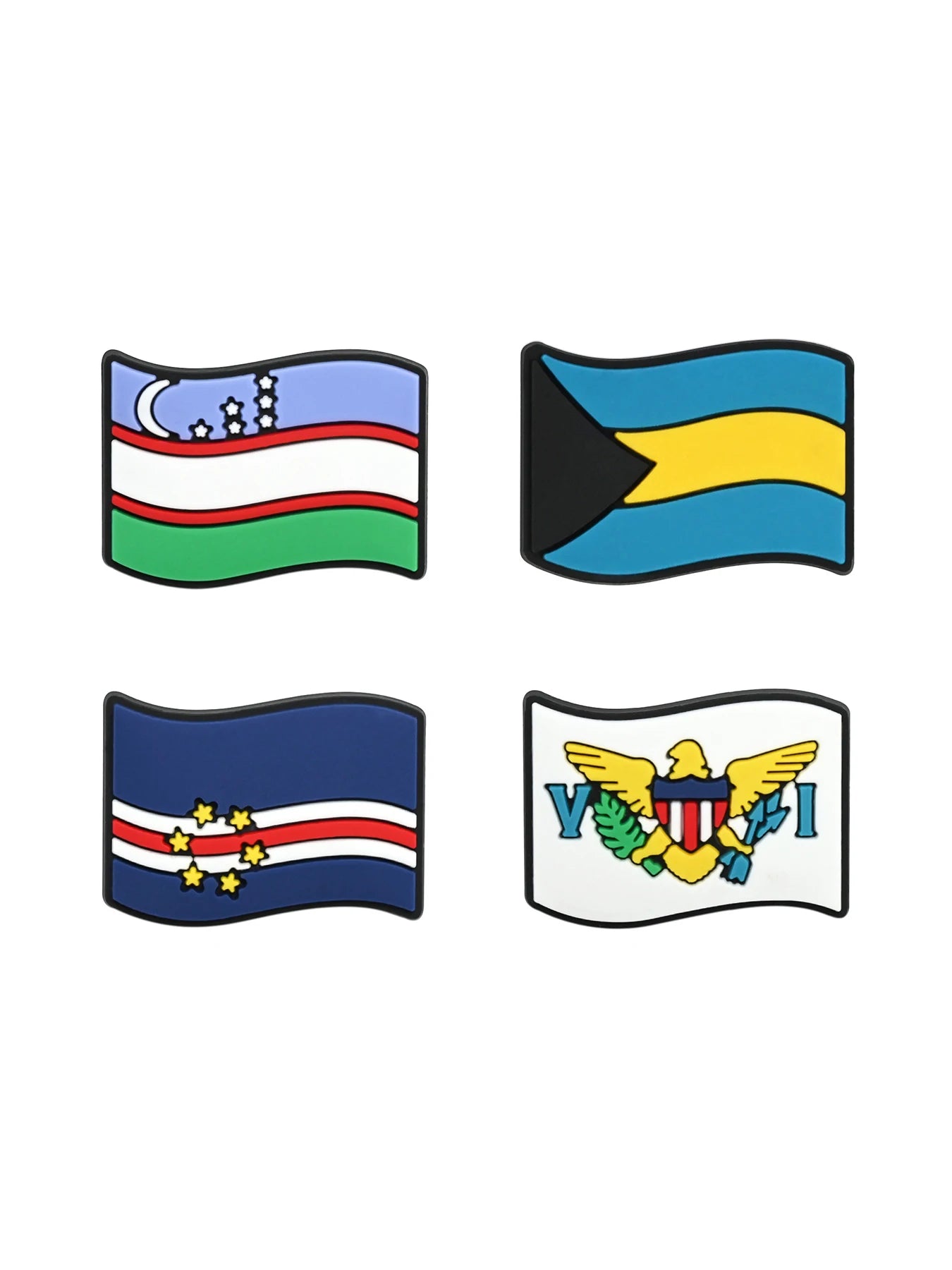 3-34Pcs National Flag Shoe Charms PVC Clog Pins Decorations for Wristbands Sandals DIY Accessories