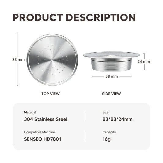 Reusable Coffee Capsule Pods for Senseo HD7801 Rich Crema Refillable Filters Cup Stainless Steel Metal Coffee Accessories