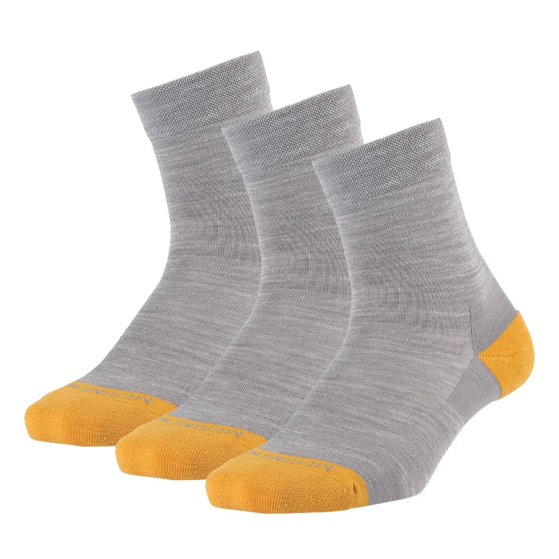 ZEALWOOD 3 Pairs Lifestyle Series Merino Wool Running Socks Men Women Crew Anti-blister Cushion Athletic Sock Ultra-Light Tennis