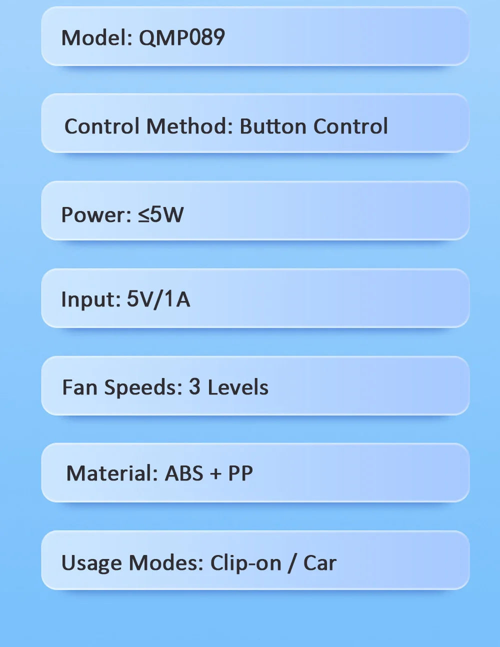 Car Cooling Clamp Fan Brushless Motor USB Rechargeable Fan 3 Speed Wind Rotatable Portable 5 Leaves Fan Car Electronic Tool