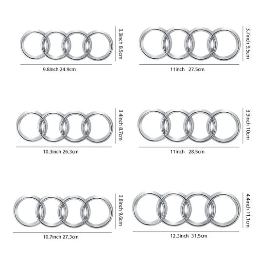 Black Silver ABS 4 Ring Car Hood Bonnet Front Grill Trunk Rear Emblem Logo Badge Sticker For Audi A3 A4 A5 A6 A7 TT Q2 Q3 Q5 Q8