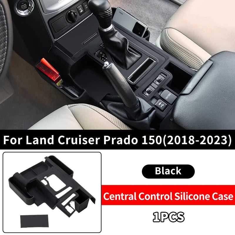 Central Console Silicone Protective Cover For Toyota Prado 150 LC150 2010-2023 Interior car Accessories Decoration Black 1pcs