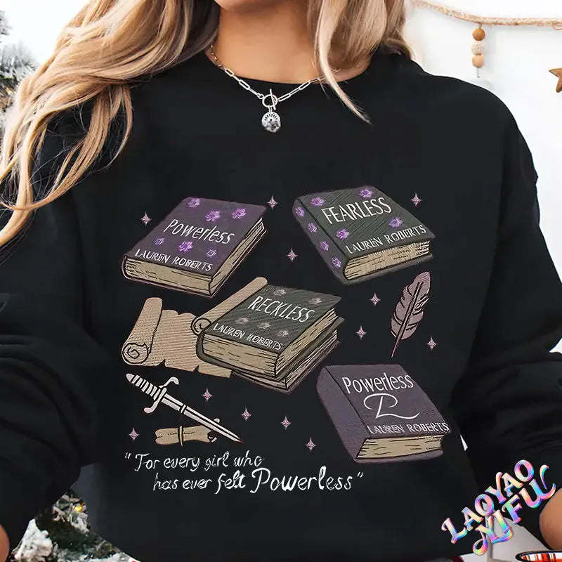 Powerless Series Lauren Roberts Shirt Kai Azer & Paedyn Gray Pullovers Fantasy Bookish Graphic Hoodie Powerful Book Sweatshirt