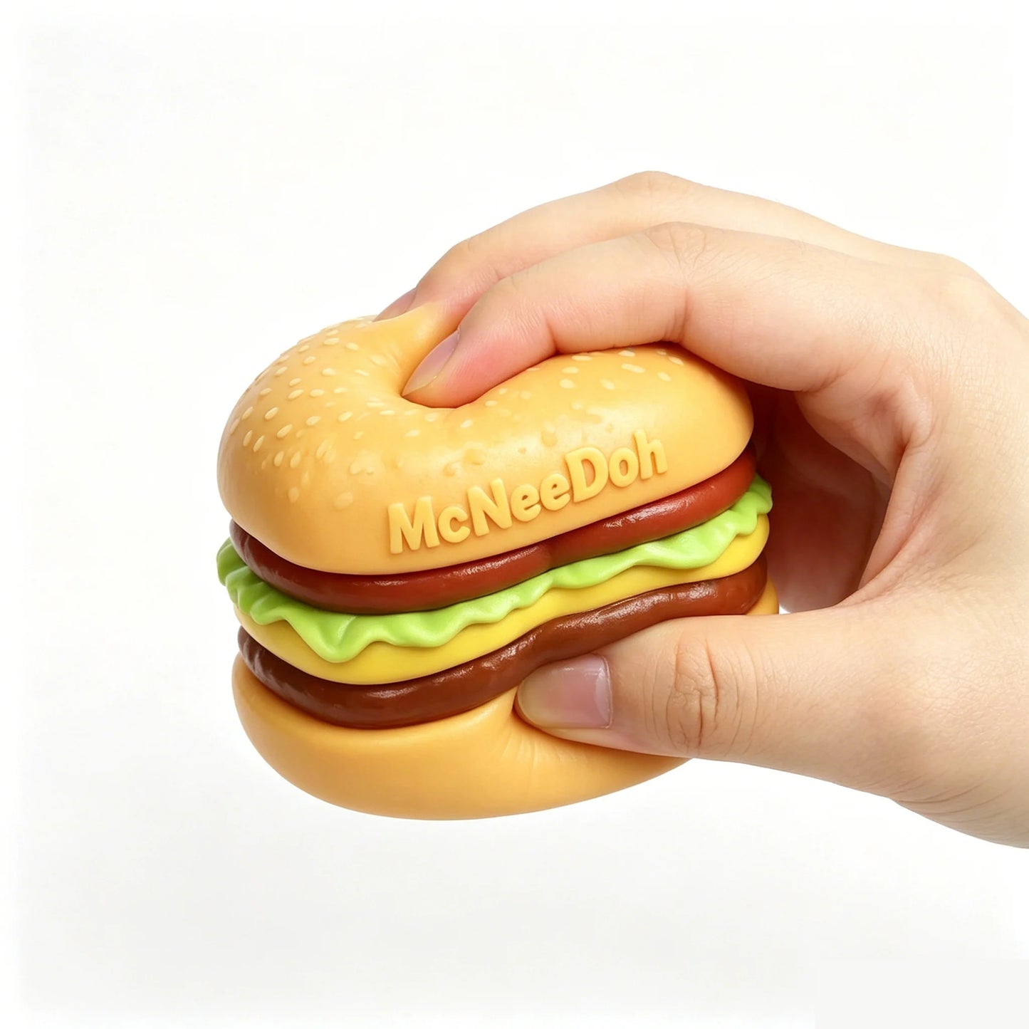 Schylling NeeDoh MC Burger Layerable Super Soft Decompression Squeeze Toy, Anxiety Relief Fidget Gift for Adults