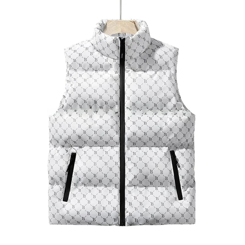 2025 Men's down Cotton Vest Autumn Winter New Style Youth Shoulder Warm Outerwear Men's Tank Top Vest Jacket