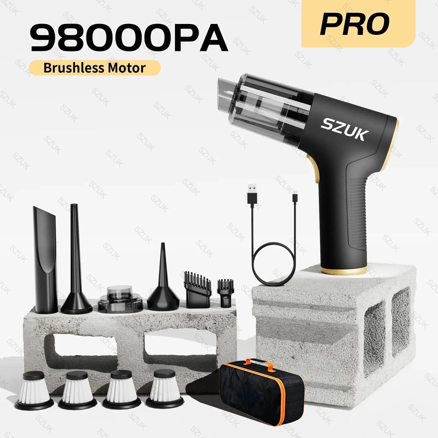 SZUK 17000PA Car Vacuum Cleaner Mini Powerful Cleaning Machine Strong Suction Handheld for Car Portable Wireless Home Appliance