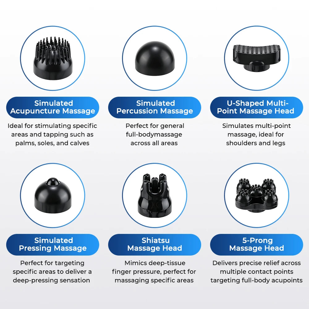 Handheld Percussion Massager, Corded Deep Tissue Body Massager for Back Neck & Shoulders, 12 Modes, 10 Speeds, 6 Heads, Gift