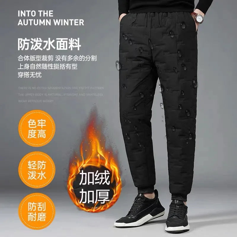 Youth Thickened down Pants Outdoor Workwear Trousers Fashionable Street Style Long Pants for Men Winter Outdoor Activities