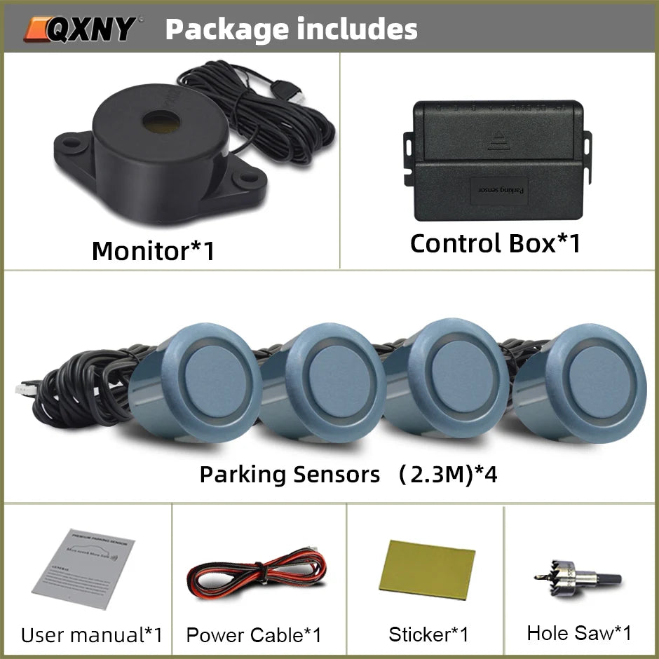 Car Auto Parktronic Reverse Backup Radar With 4 Parking Sensors Kit Buzzer Sound Alarm Detector System Rear No Display Monitor