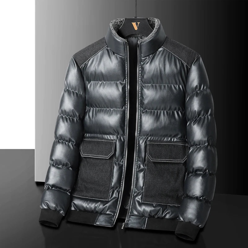 2024 Autumn/Winter New Men's Cowboy Coat Men's Youth Collar Jacket Men Single row Concealed Buckle Casual top big size