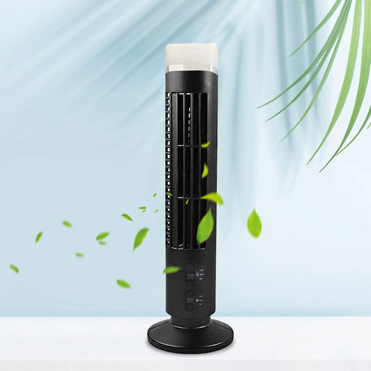 2026 New Upgrade Mini Tower Fan 3W Vertical Air Conditioning Fan Bladeless With Light USB Plug-in Or Battery Powered 2-speed For