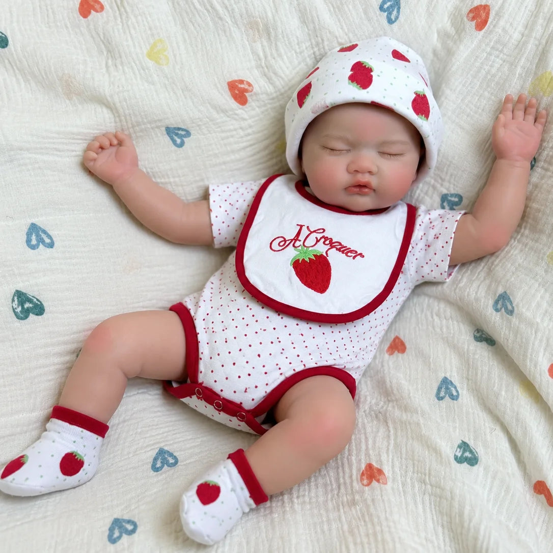 Open Mouth 18 Inches Sleeping bebê reborn de silicone sólido Girl Doll With Painted & Unpainted Skin Soft Washable Reborn Doll