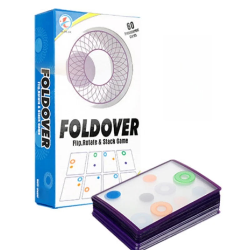Transparent Foldover Card Game See It Stack It Family Party Board Game 42PCS Interactive Matching Card Game Adults