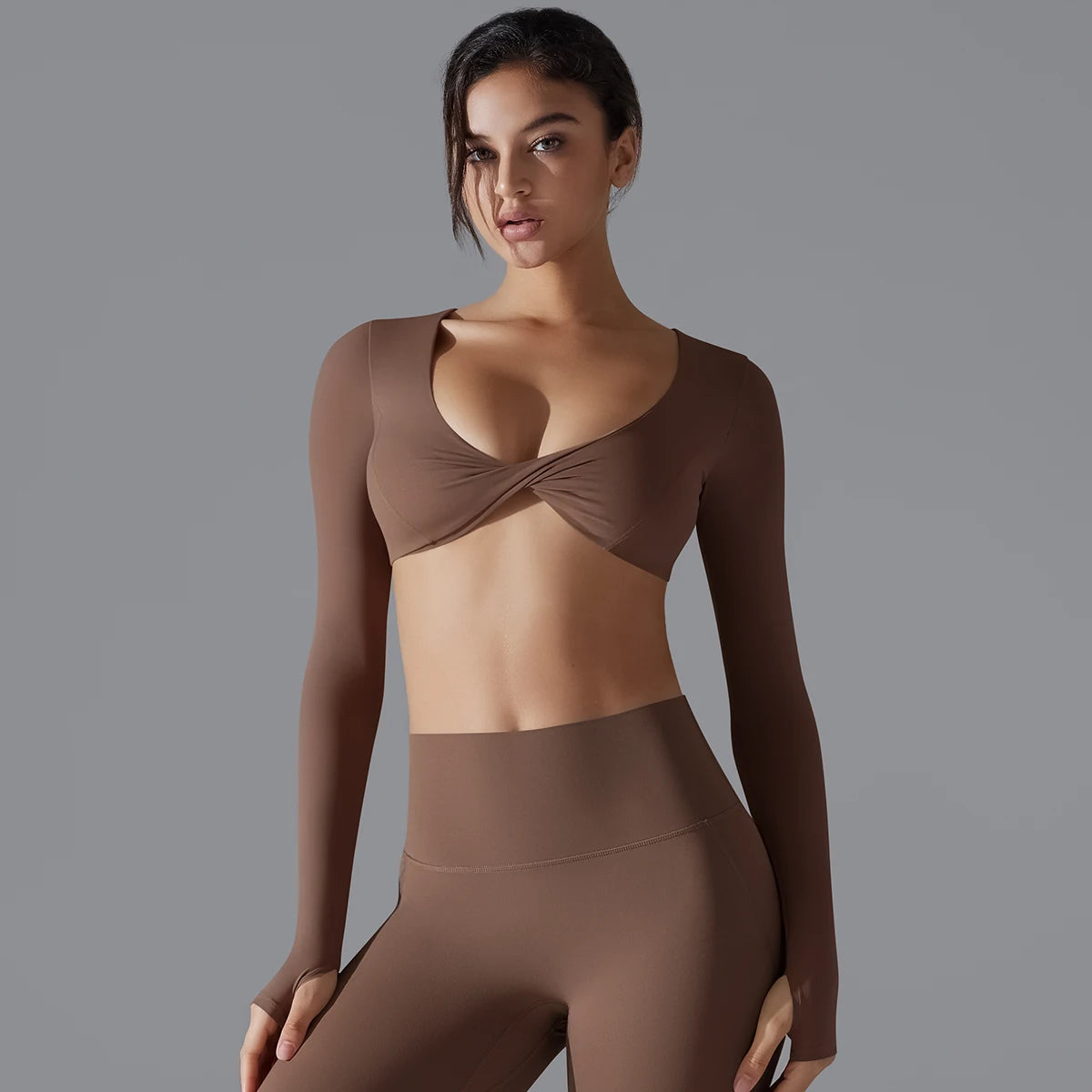Sexy Cross Long Sleeve Sports Bra Push Up Yoga Crop Top Women Fitness Gym Workout Tops Women Brassiere Sport Female Clothing