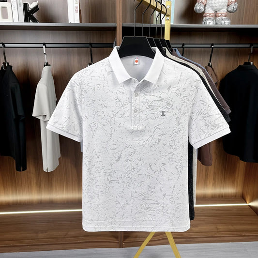 Luxury Cotton Refreshing For Men's Half-sleeved T-shirt 2026 Summer New Polo Shirt Loose Middle-aged Short-sleeved Printed Top