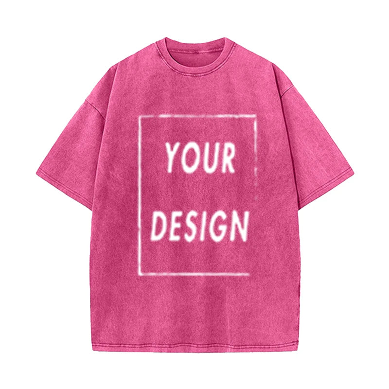 Men's and Women's Cotton Washed T-Shirt Custom Printed T-Shirt 230G Top DIY Your Favorite Pattern or Logo Fashionable Custom Top