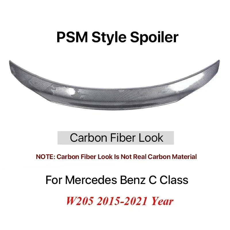 Boot Rear Carbon Fiber Trunk Spoiler for Mercedes Benz C Class Sedan W205 Deflector C63s AMG PSM Style Gloss Black 2015-2021