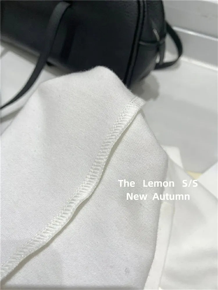 Lemon Women's Loose Short Sleeve T-Shirt Korean Style round Neck Base Shirt Inner Wear Simple Fashion Spring Autumn Top