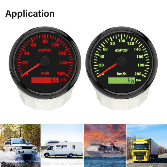 ELING Car Motorcycle Trucks Boats 85mm GPS Speedometer 30K 0-120KM/H 0-80M 200M Speed Gauge with 7 Colors Backlight 12V 24V