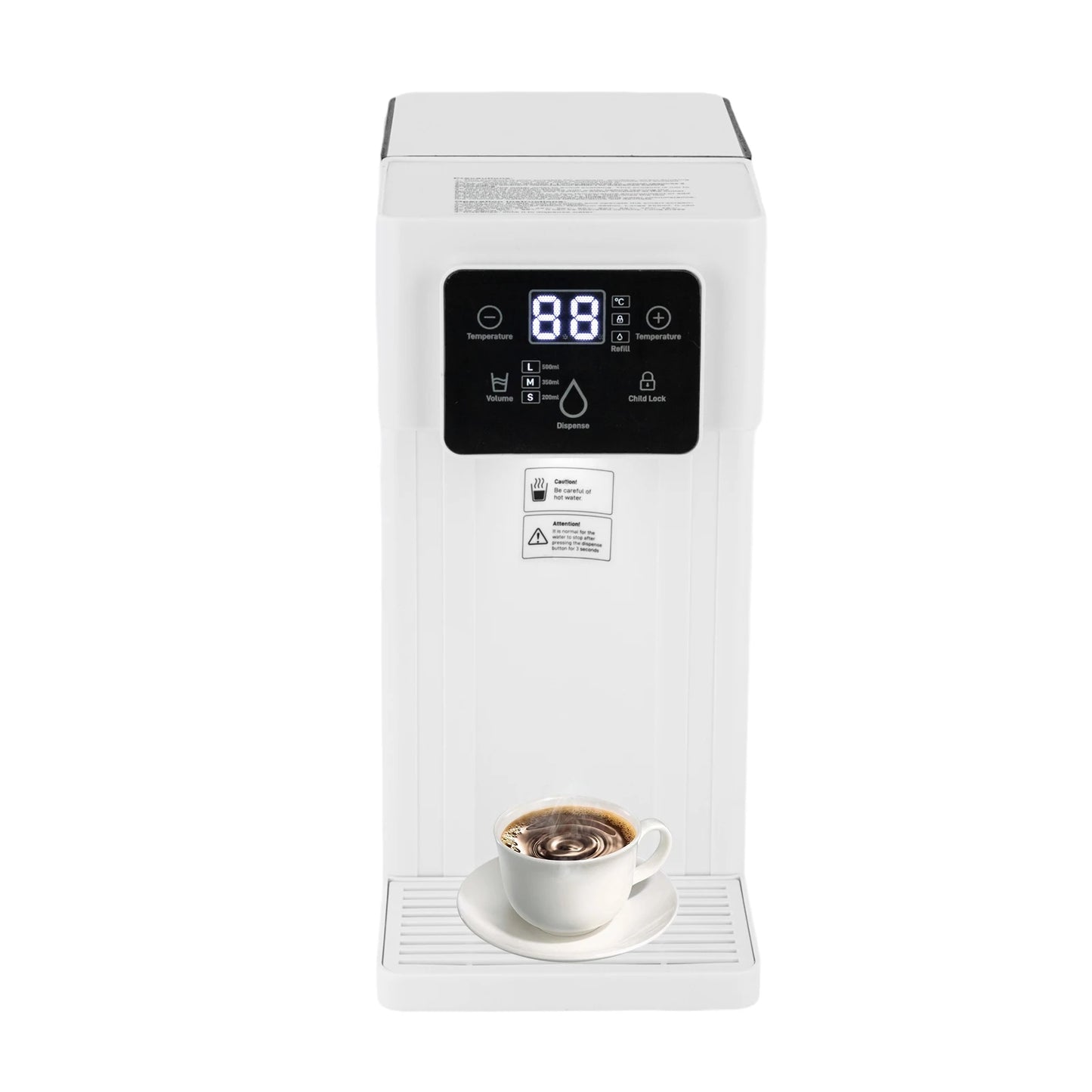 Rectangular Desktop Instant Hot Water Dispenser ABS PS 444 Stainless Steel Silicone Material 110V US Plug 1500W 3L Capacity 200ml 350ml 500ml Quantitative Water Output Low Noise 1m Power Cord Countertop Electric Water Dispens