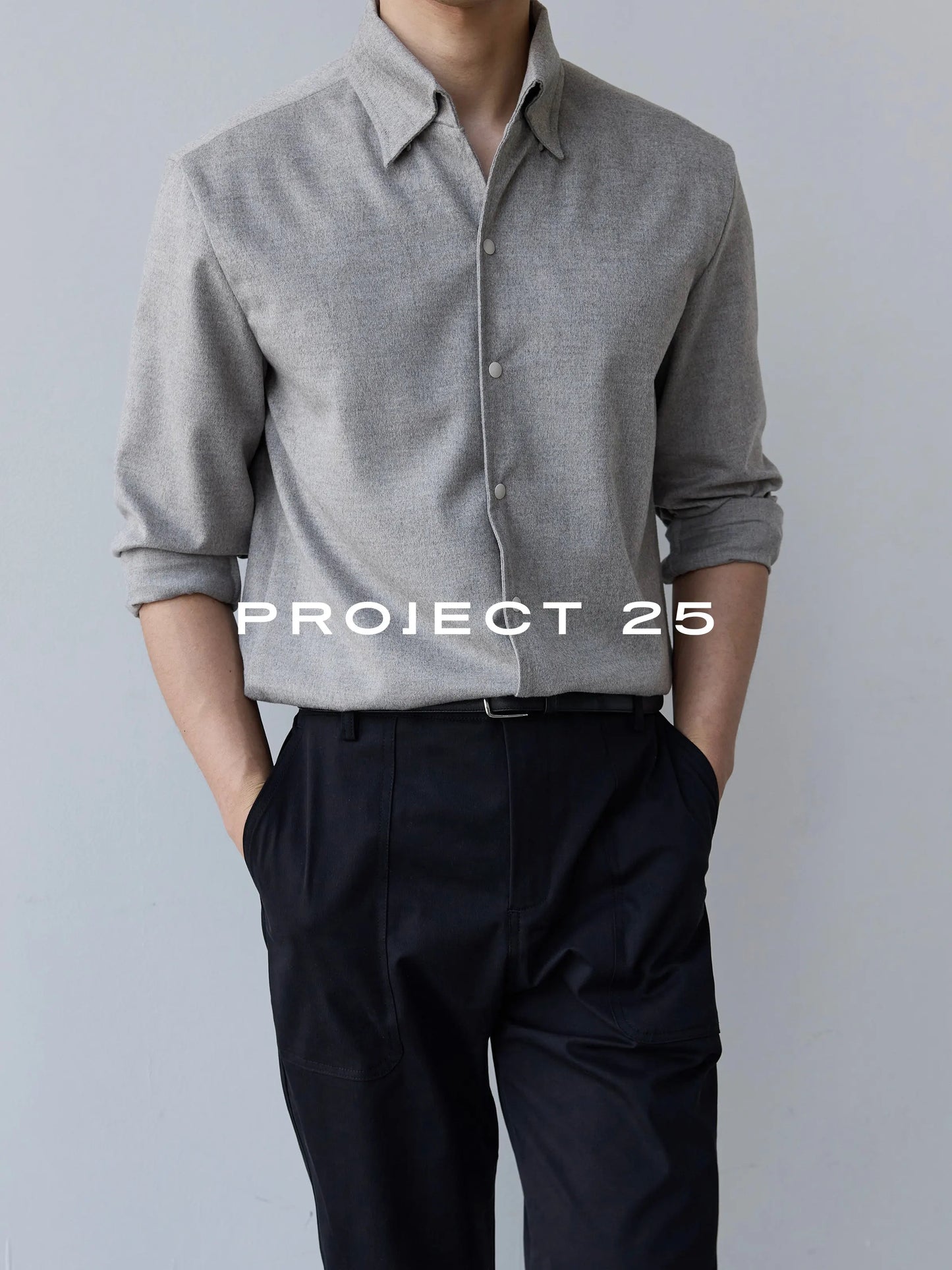 PROJECT 25 Men’s Italian One-Piece Collar Shirt Premium Imported Wool & Modal Blend"Old Money" Aesthetic Ultra-Soft Long Sleeve
