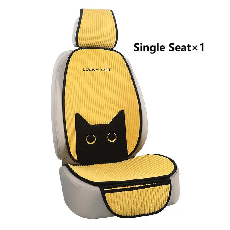 Lucky Kitten car seat covers, Corduroy Seat Cushion with Storage Bag Suitable for More Than 95% Car Models Trucks, Sedans SUVs